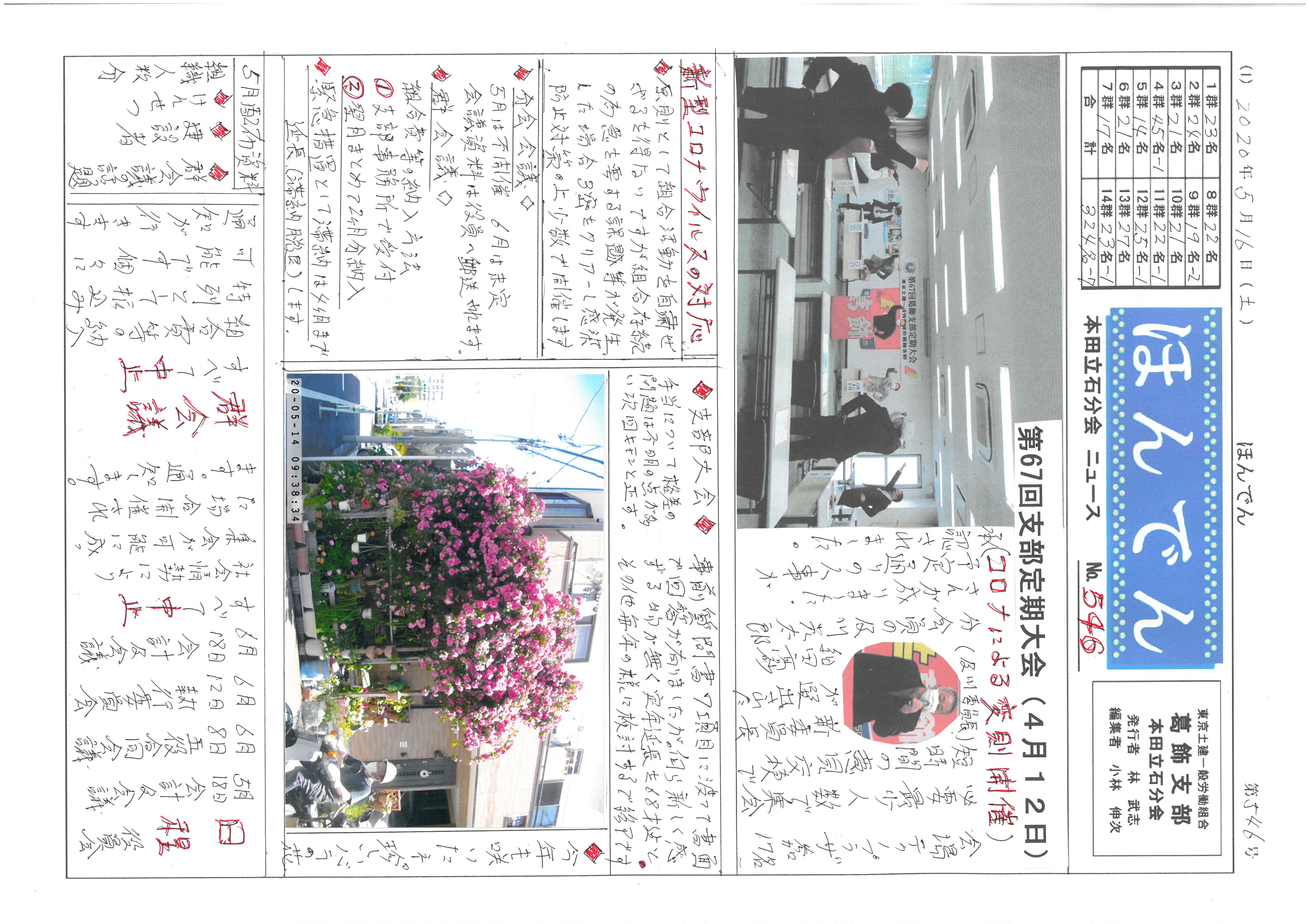 本田立石分会新聞　表面