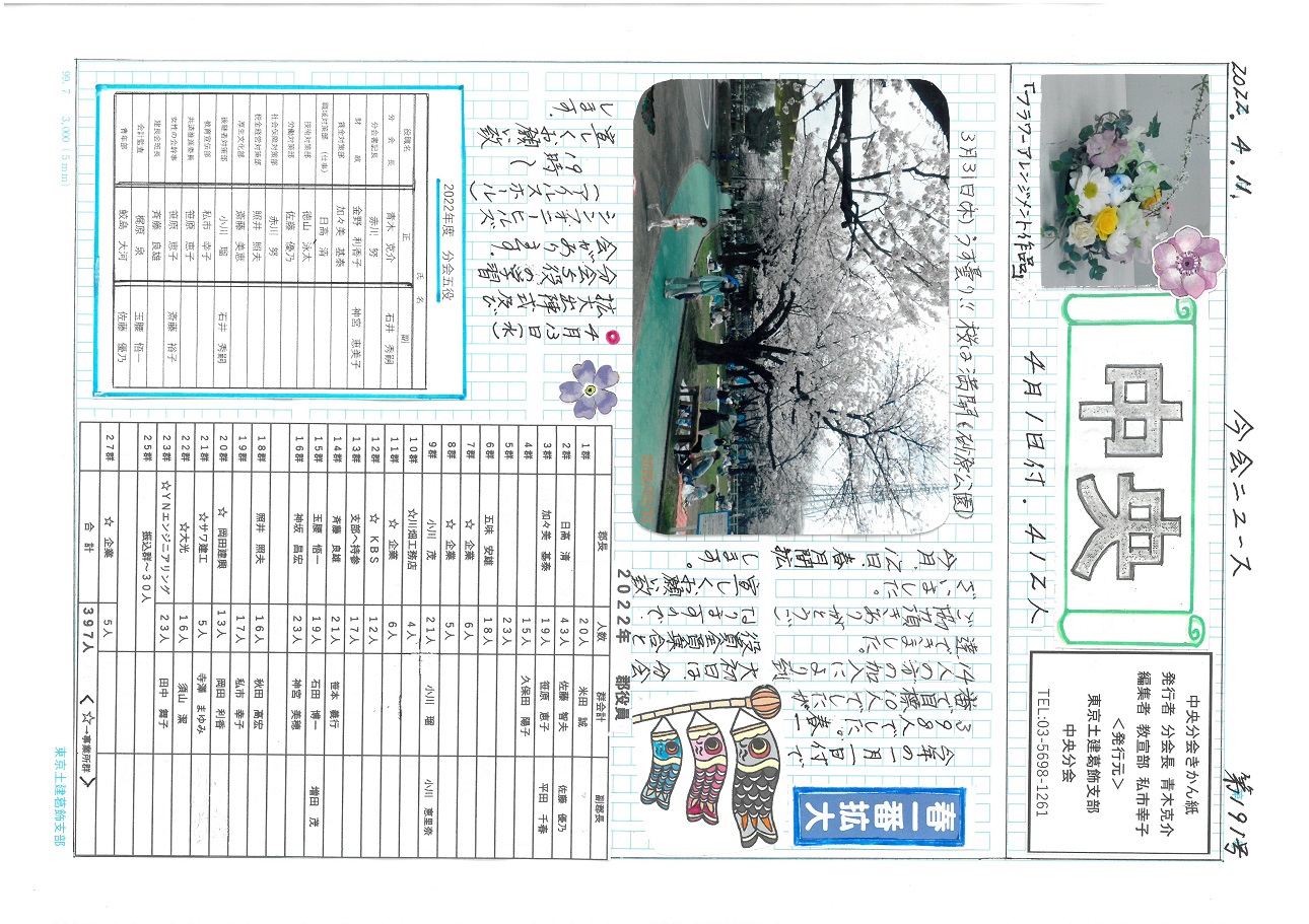 中央分会　４月号表面　191号