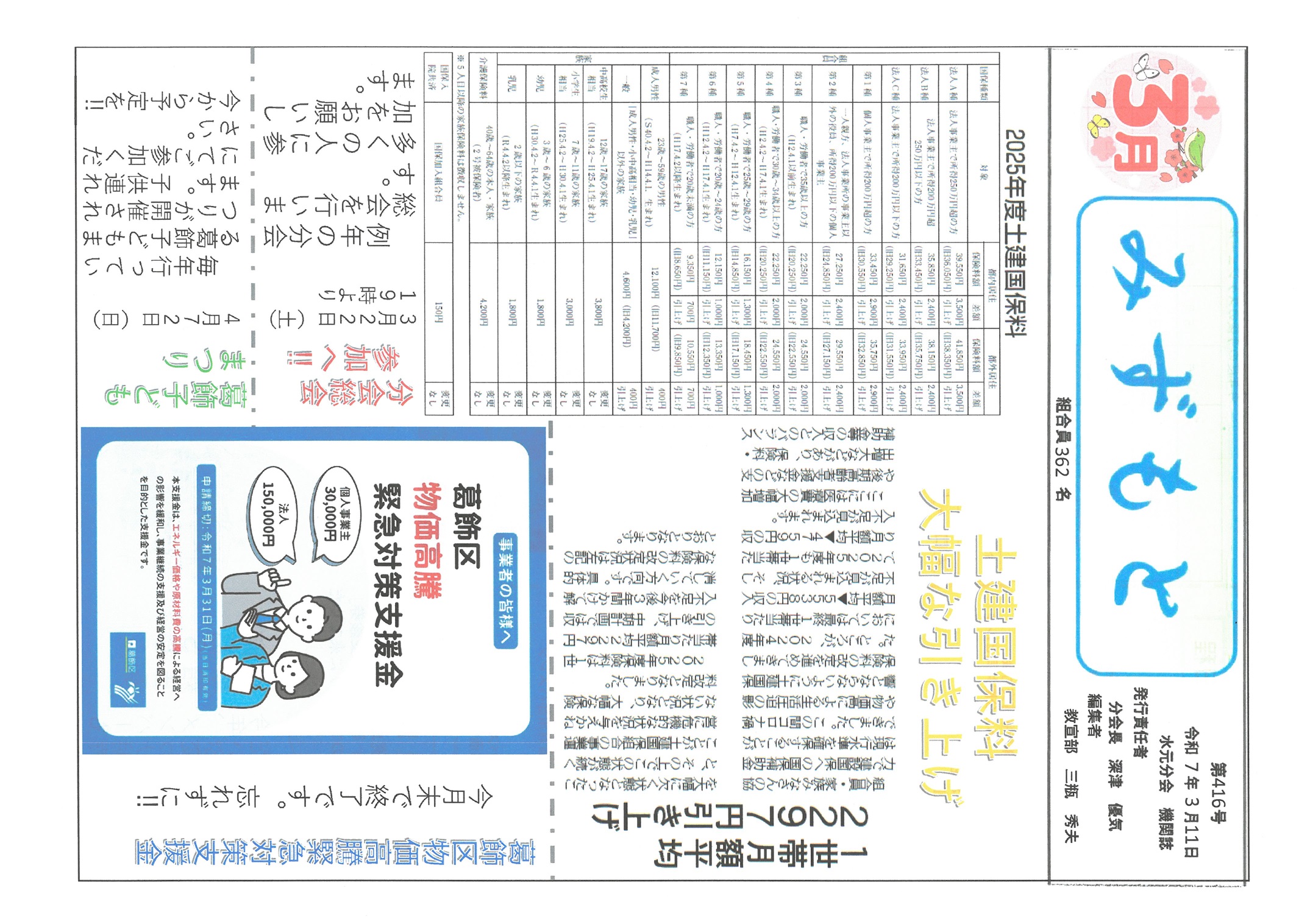 水元分会　３月号表面　416号
